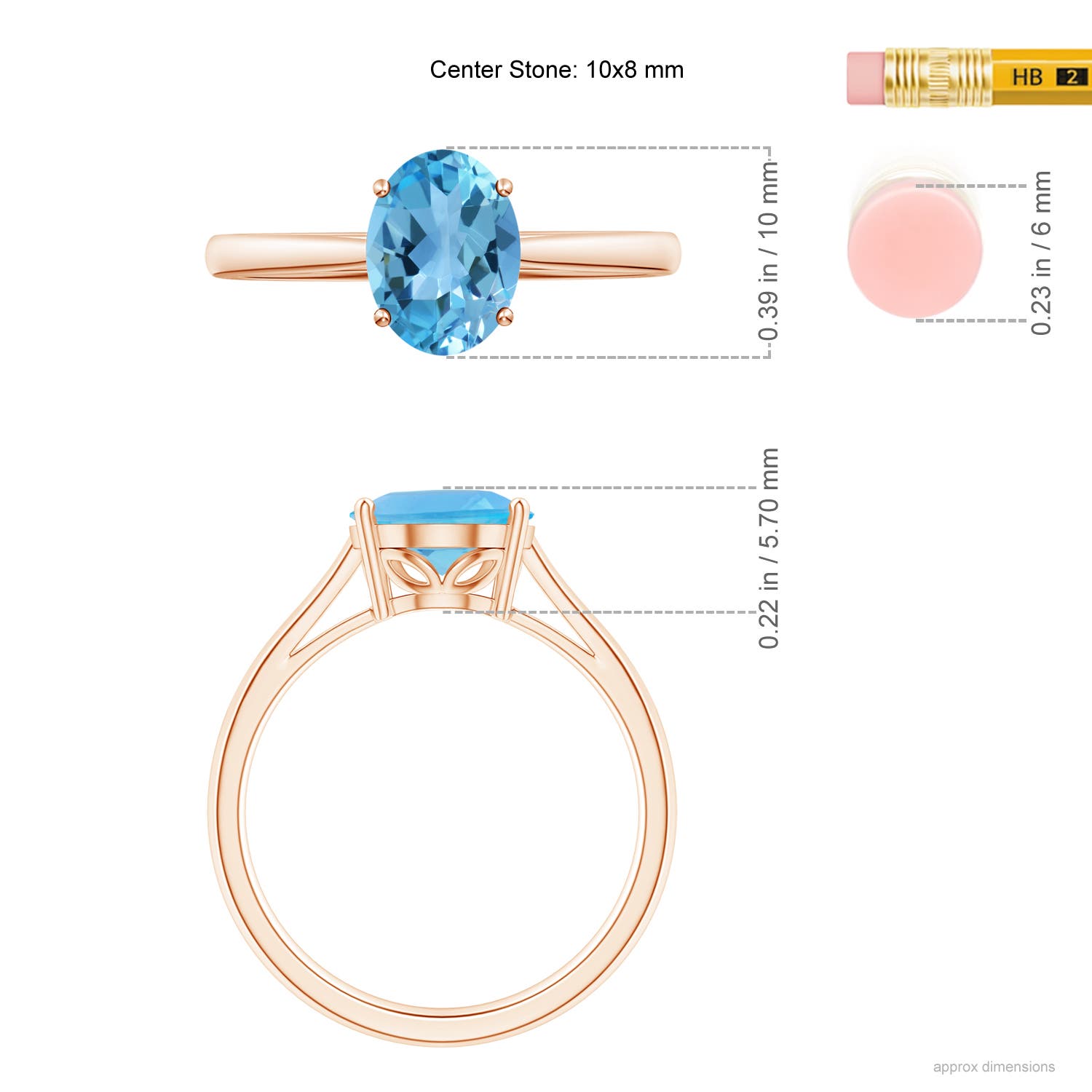 AA - Swiss Blue Topaz / 3.25 CT / 14 KT Rose Gold