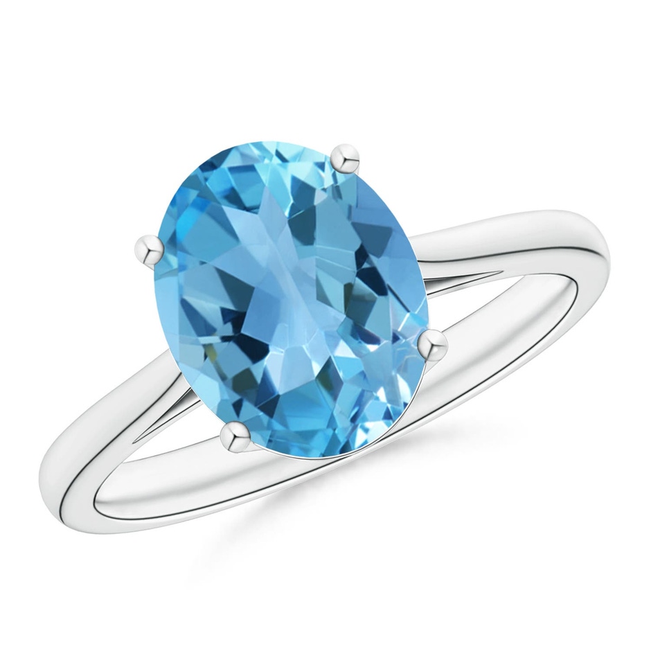 10x8mm AA Oval Solitaire Swiss Blue Topaz Cocktail Ring in S999 Silver 