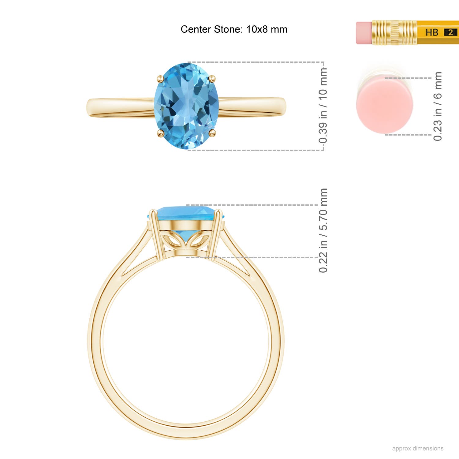 AA - Swiss Blue Topaz / 3.25 CT / 14 KT Yellow Gold