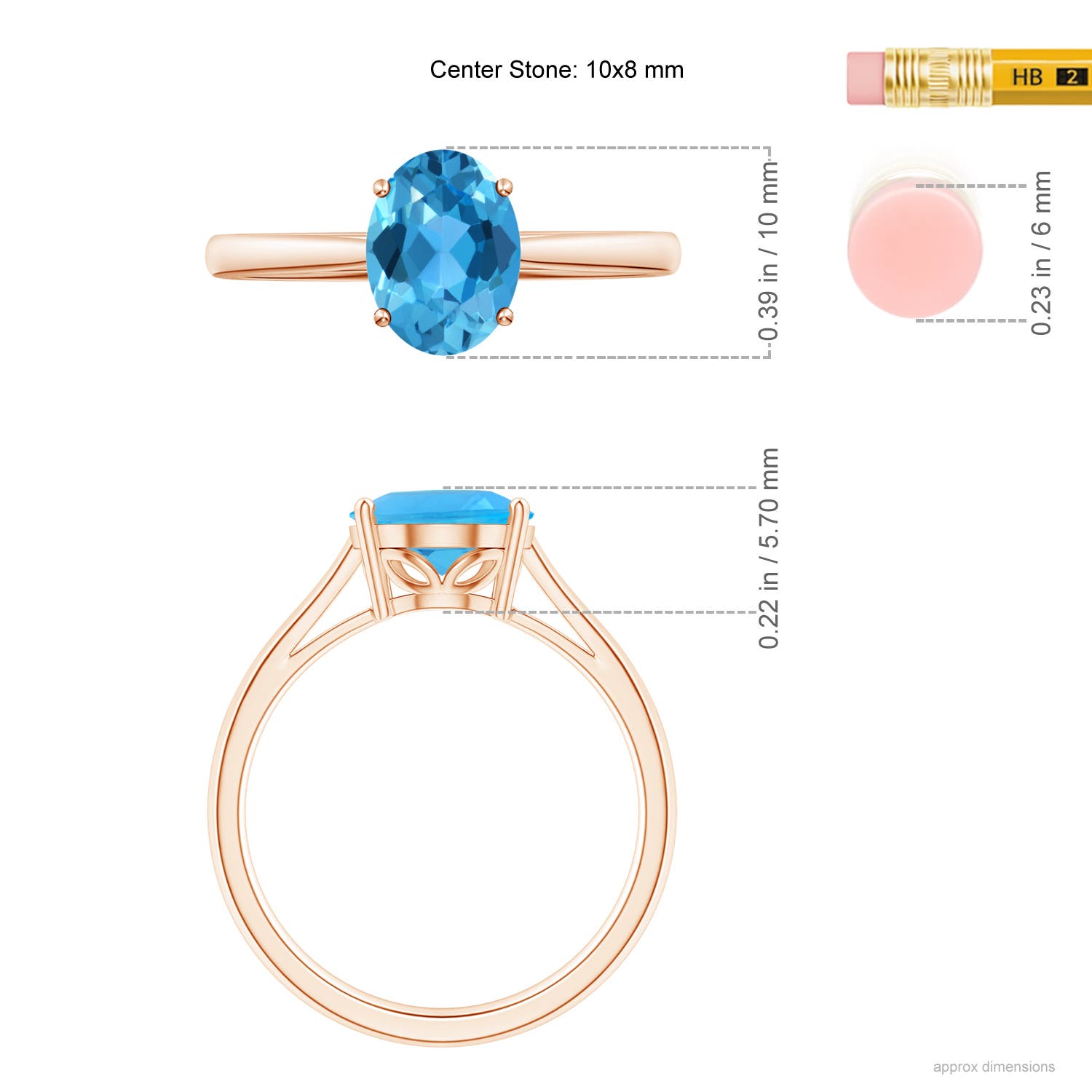 AAA - Swiss Blue Topaz / 3.25 CT / 14 KT Rose Gold