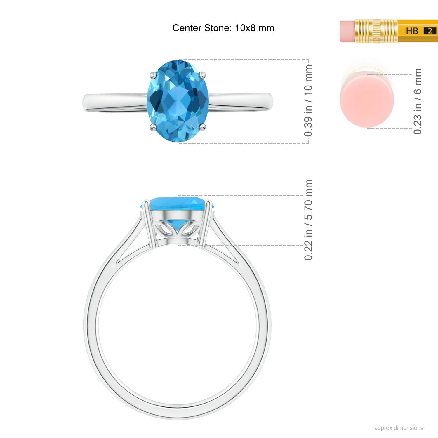 AAA - Swiss Blue Topaz / 3.25 CT / 14 KT White Gold