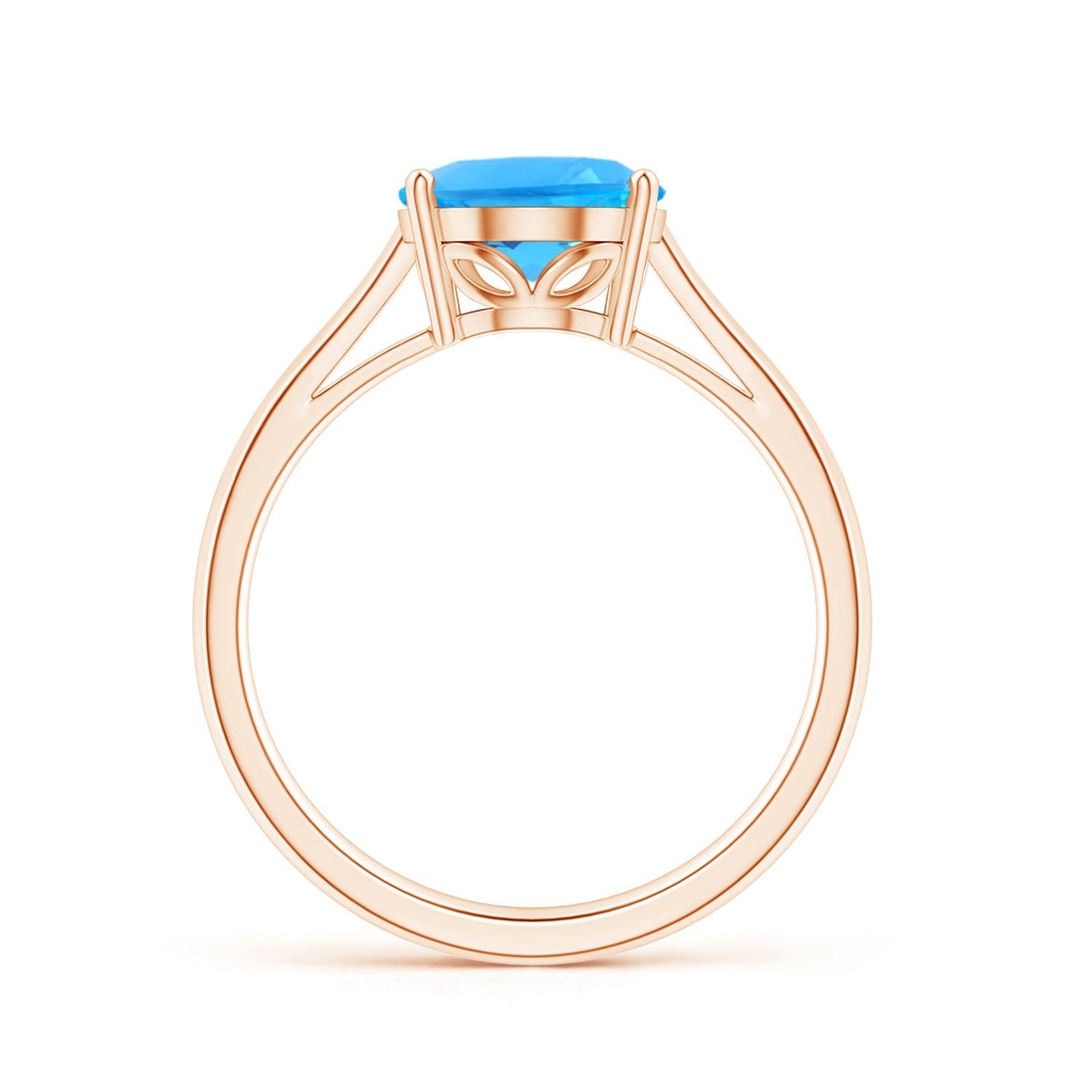 10x8mm AAAA Oval Solitaire Swiss Blue Topaz Cocktail Ring in Rose Gold - side 199