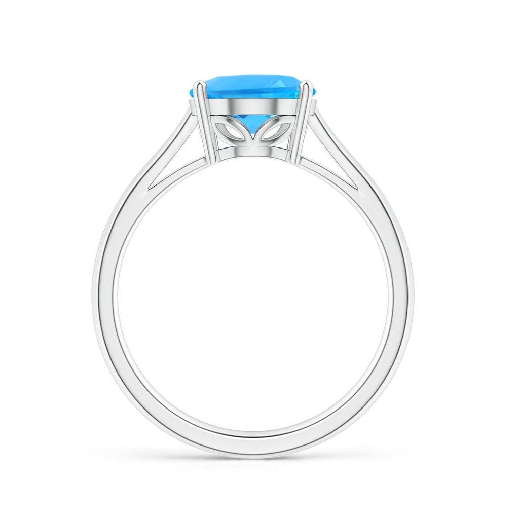 10x8mm AAAA Oval Solitaire Swiss Blue Topaz Cocktail Ring in White Gold - side 199