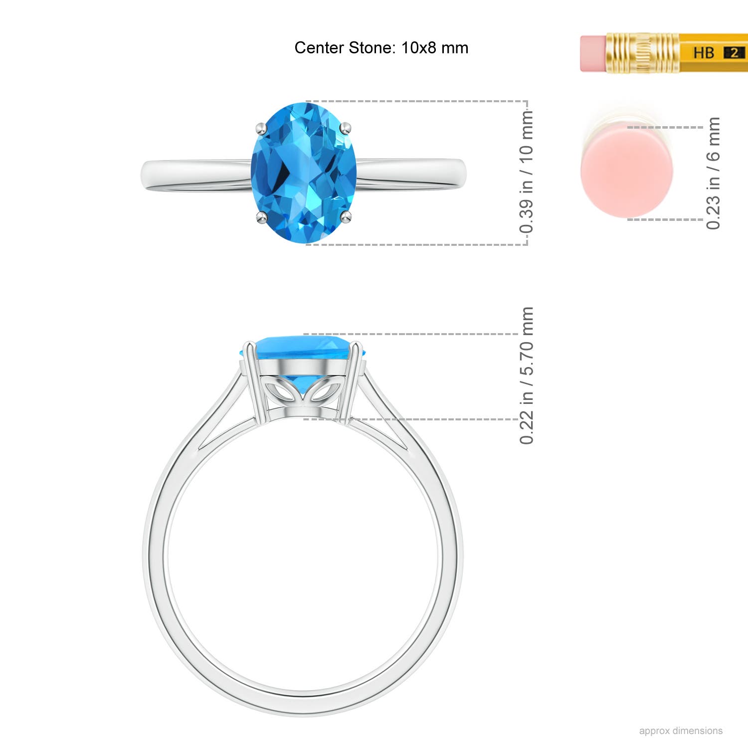 AAAA - Swiss Blue Topaz / 3.25 CT / 14 KT White Gold