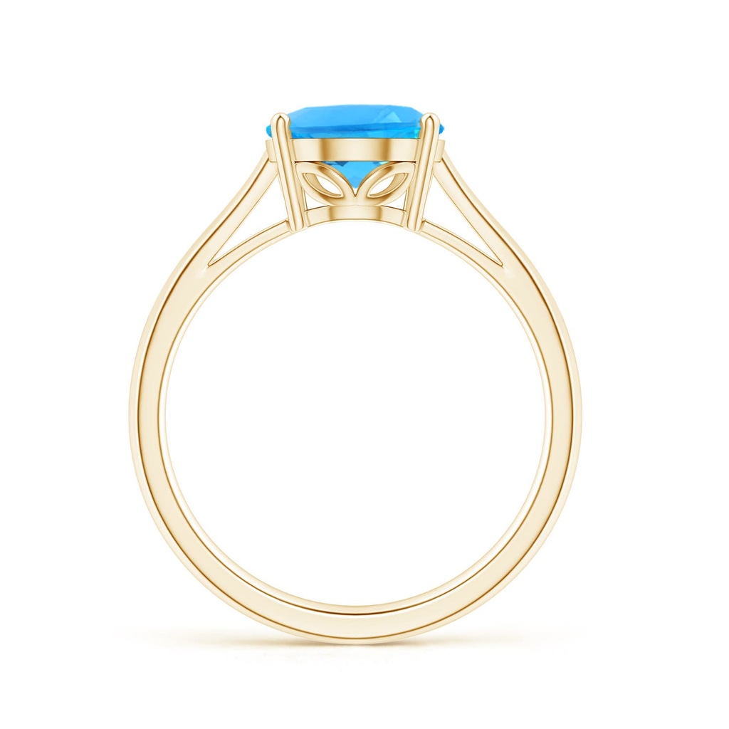 10x8mm AAAA Oval Solitaire Swiss Blue Topaz Cocktail Ring in Yellow Gold - side 199