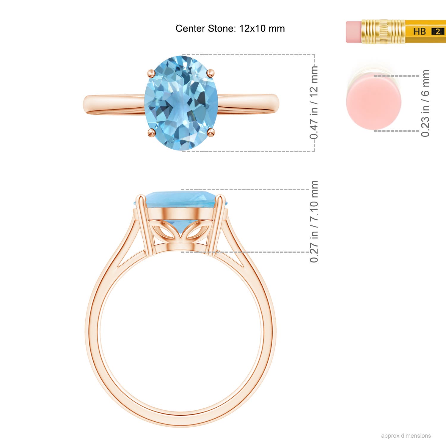 A - Swiss Blue Topaz / 5.6 CT / 14 KT Rose Gold