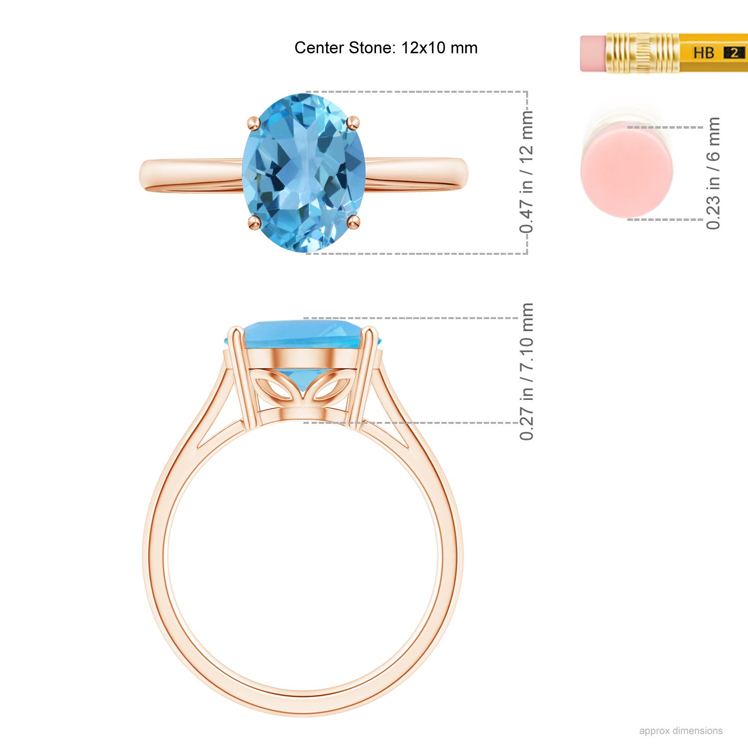 AA - Swiss Blue Topaz / 5.6 CT / 14 KT Rose Gold