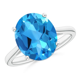 12x10mm AAAA Oval Solitaire Swiss Blue Topaz Cocktail Ring in P950 Platinum