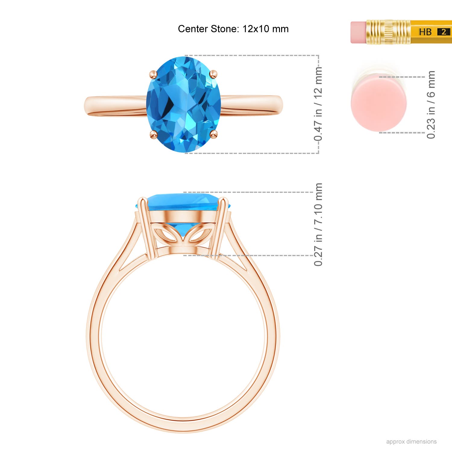 AAAA - Swiss Blue Topaz / 5.6 CT / 14 KT Rose Gold