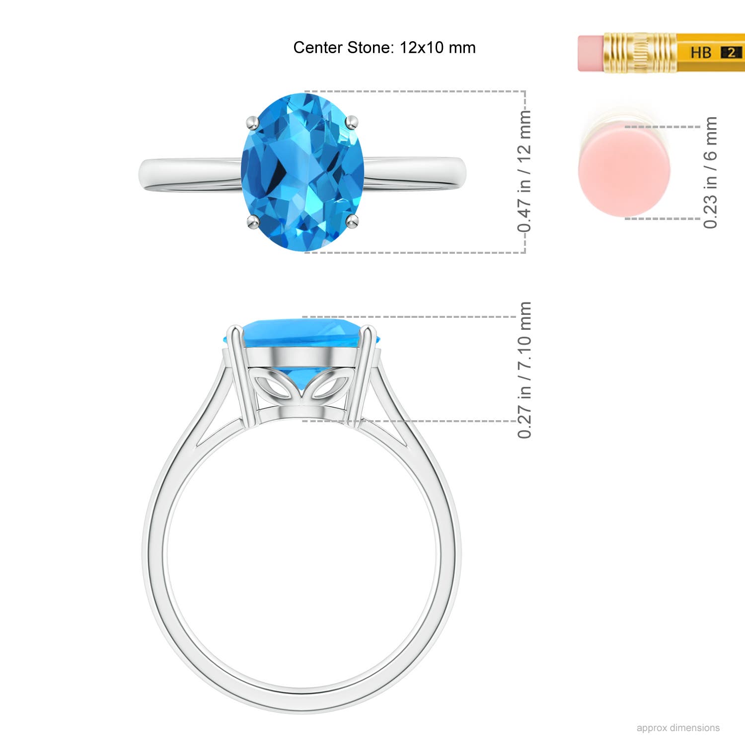 AAAA - Swiss Blue Topaz / 5.6 CT / 14 KT White Gold