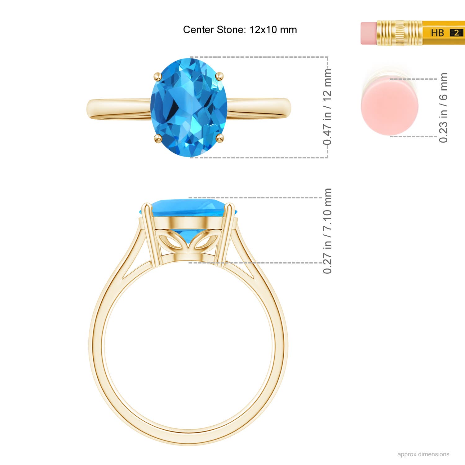 AAAA - Swiss Blue Topaz / 5.6 CT / 14 KT Yellow Gold