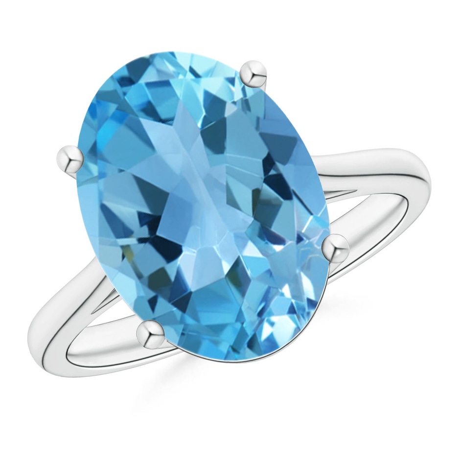 14x10mm AA Oval Solitaire Swiss Blue Topaz Cocktail Ring in S999 Silver 