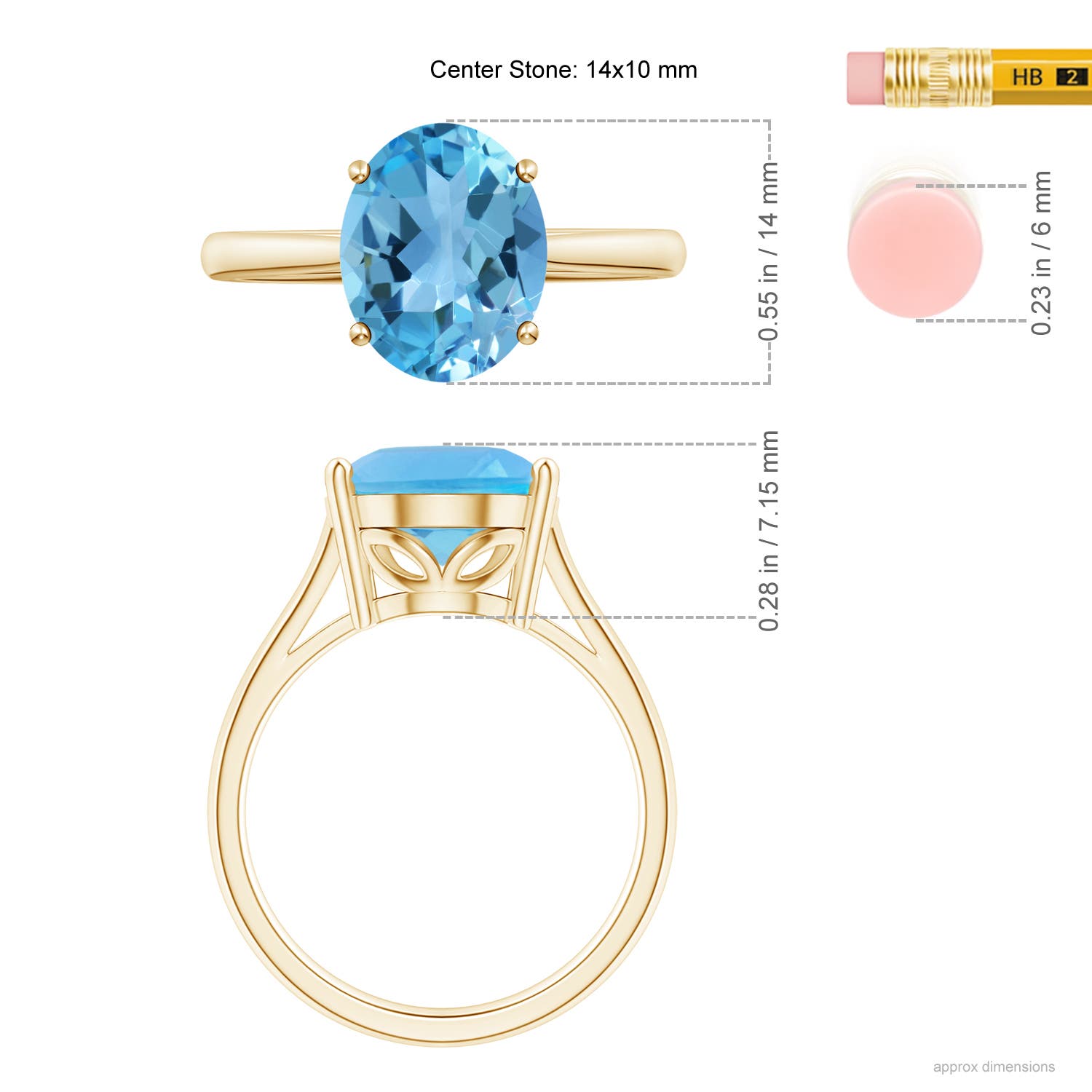 AA - Swiss Blue Topaz / 7.2 CT / 14 KT Yellow Gold