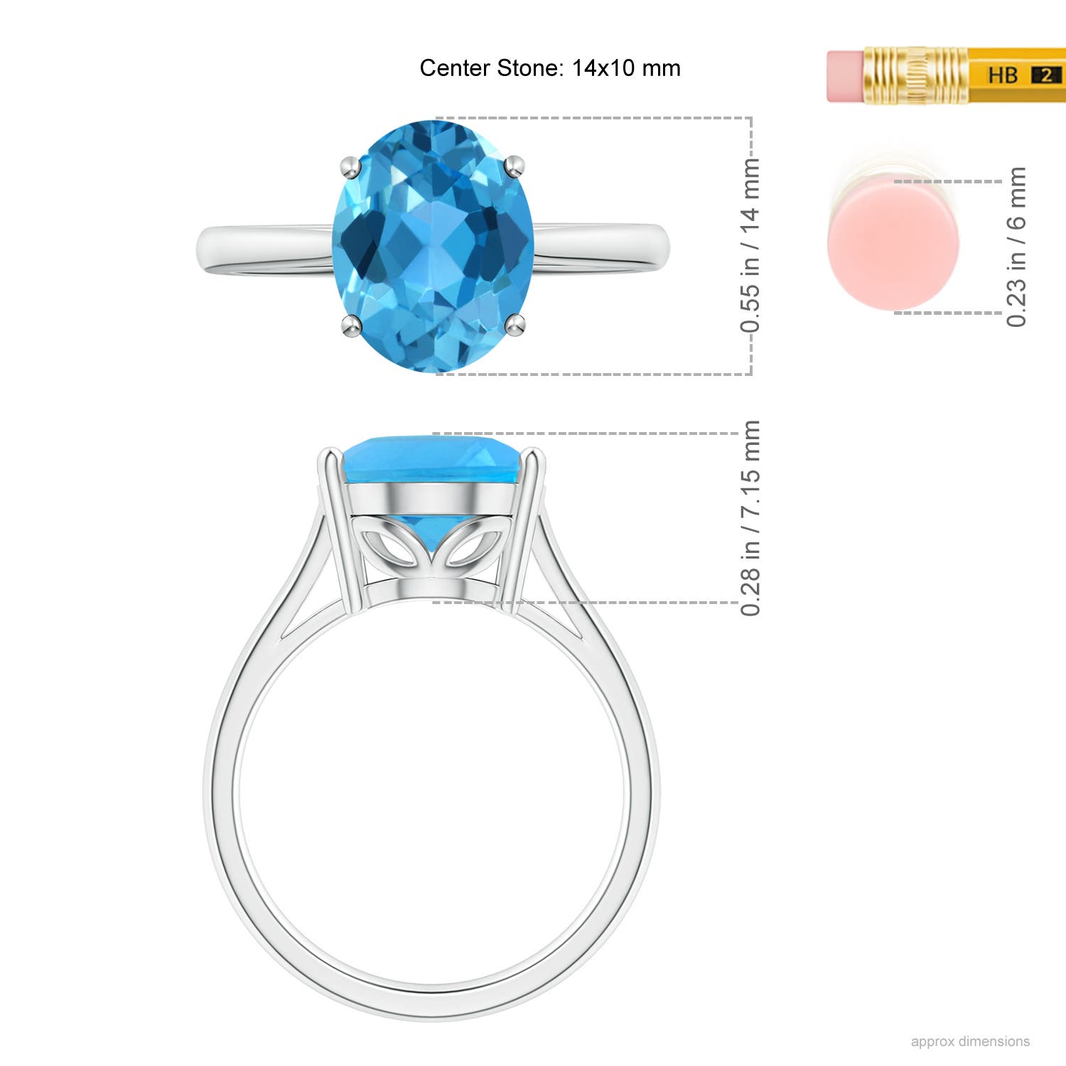 AAA - Swiss Blue Topaz / 7.2 CT / 14 KT White Gold