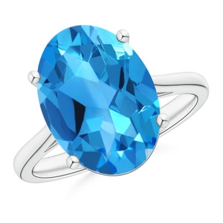 14x10mm AAAA Oval Solitaire Swiss Blue Topaz Cocktail Ring in P950 Platinum