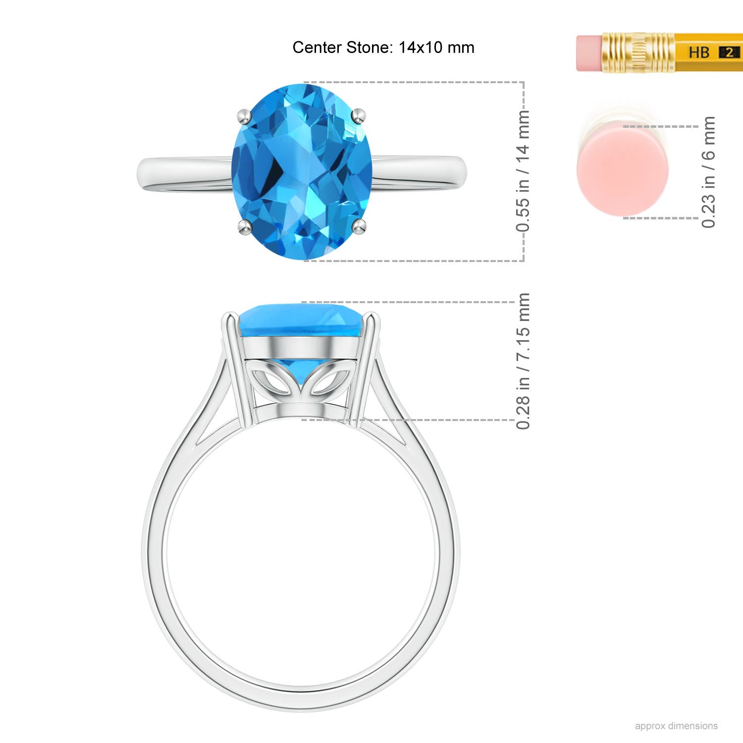 AAAA - Swiss Blue Topaz / 7.2 CT / 14 KT White Gold