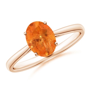 8x6mm A Oval Solitaire Spessartite Cocktail Ring in Rose Gold