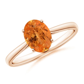 8x6mm AA Oval Solitaire Spessartite Cocktail Ring in Rose Gold