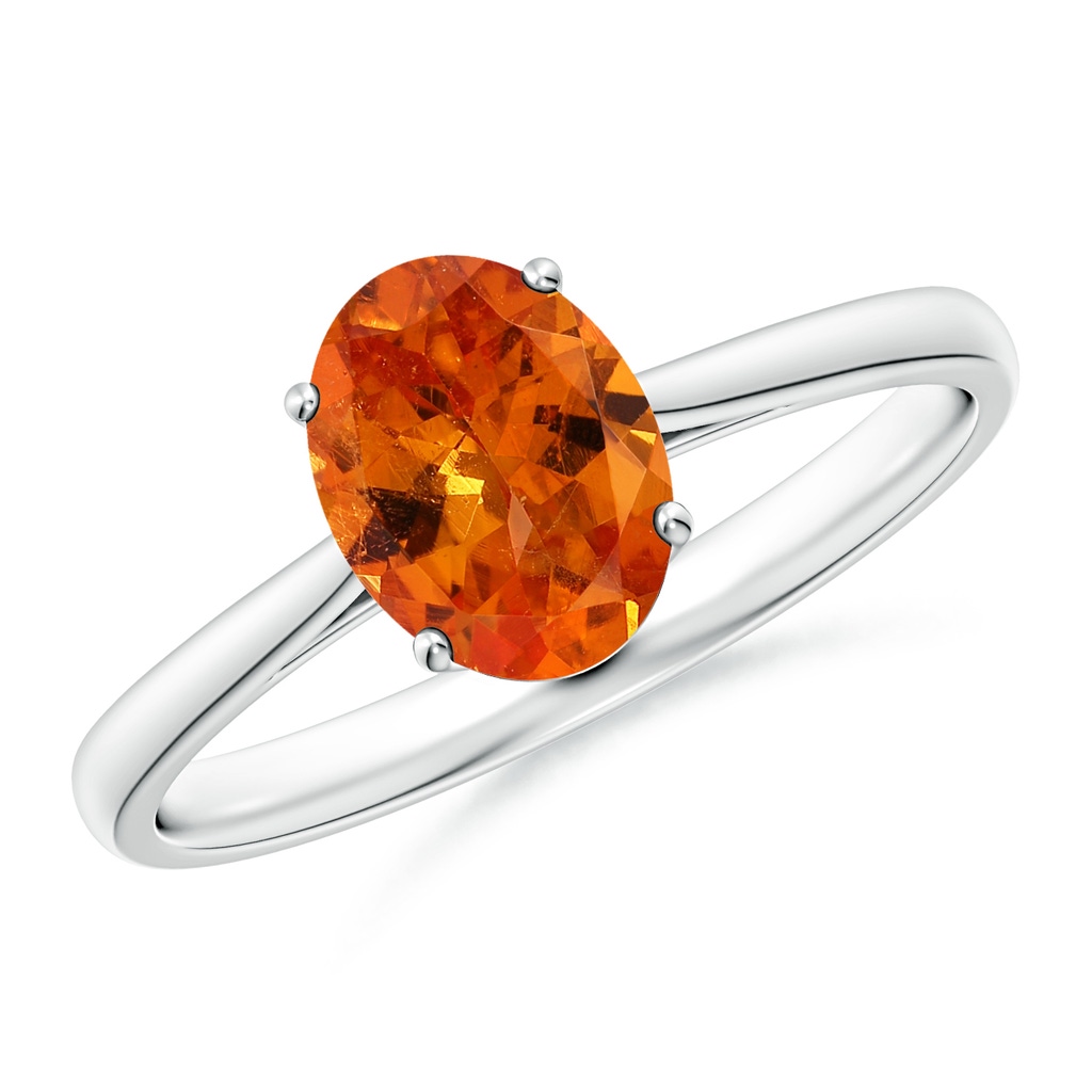 8x6mm AAA Oval Solitaire Spessartite Cocktail Ring in White Gold