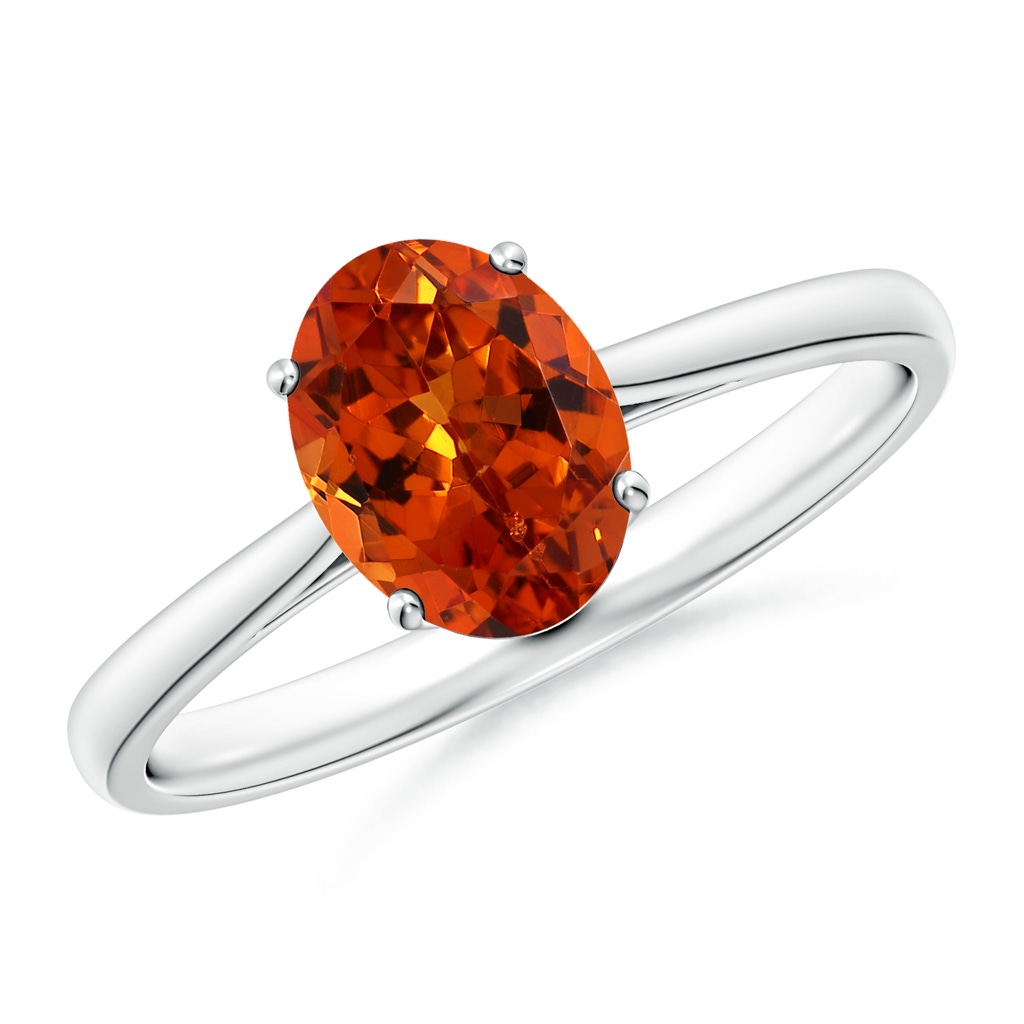 8x6mm AAAA Oval Solitaire Spessartite Cocktail Ring in P950 Platinum