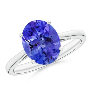 10x8mm AAA Oval Solitaire Tanzanite Cocktail Ring in 9K White Gold