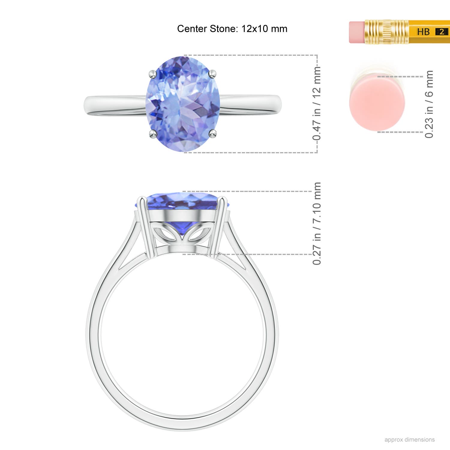 A - Tanzanite / 4.8 CT / 14 KT White Gold