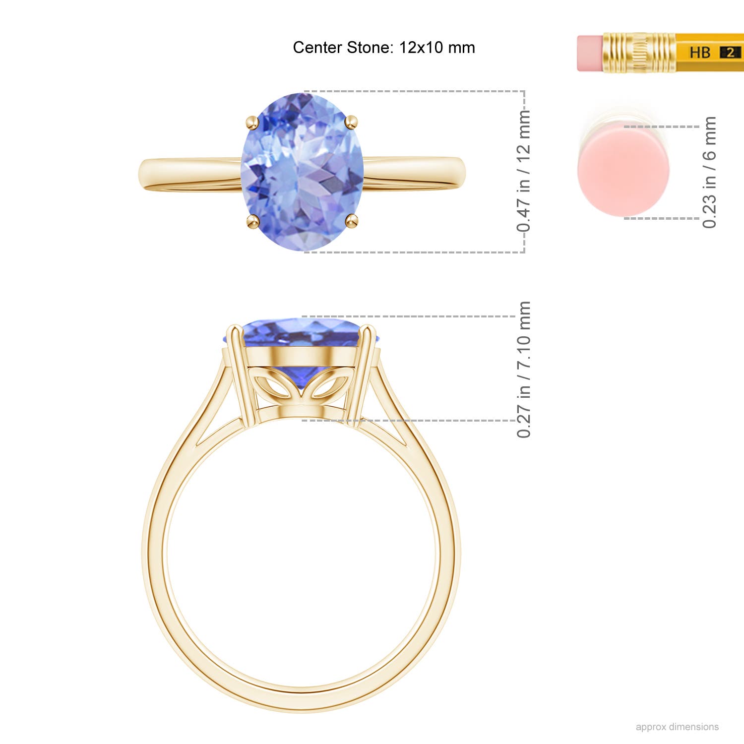 A - Tanzanite / 4.8 CT / 14 KT Yellow Gold