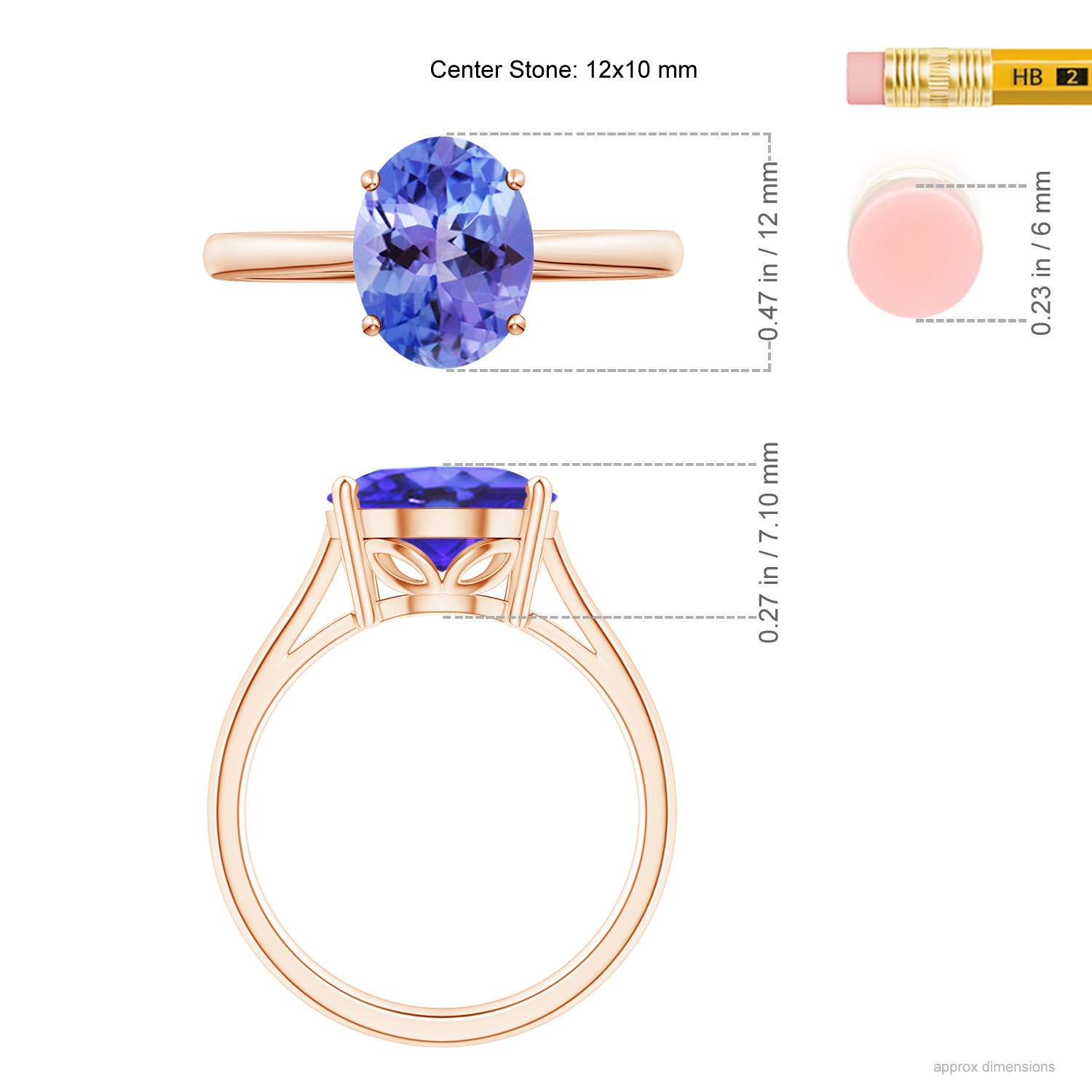 AA - Tanzanite / 4.8 CT / 14 KT Rose Gold