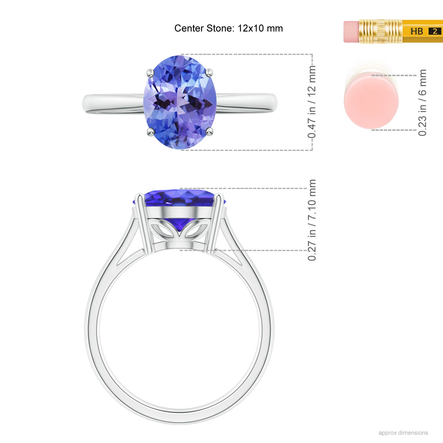 AA - Tanzanite / 4.8 CT / 14 KT White Gold