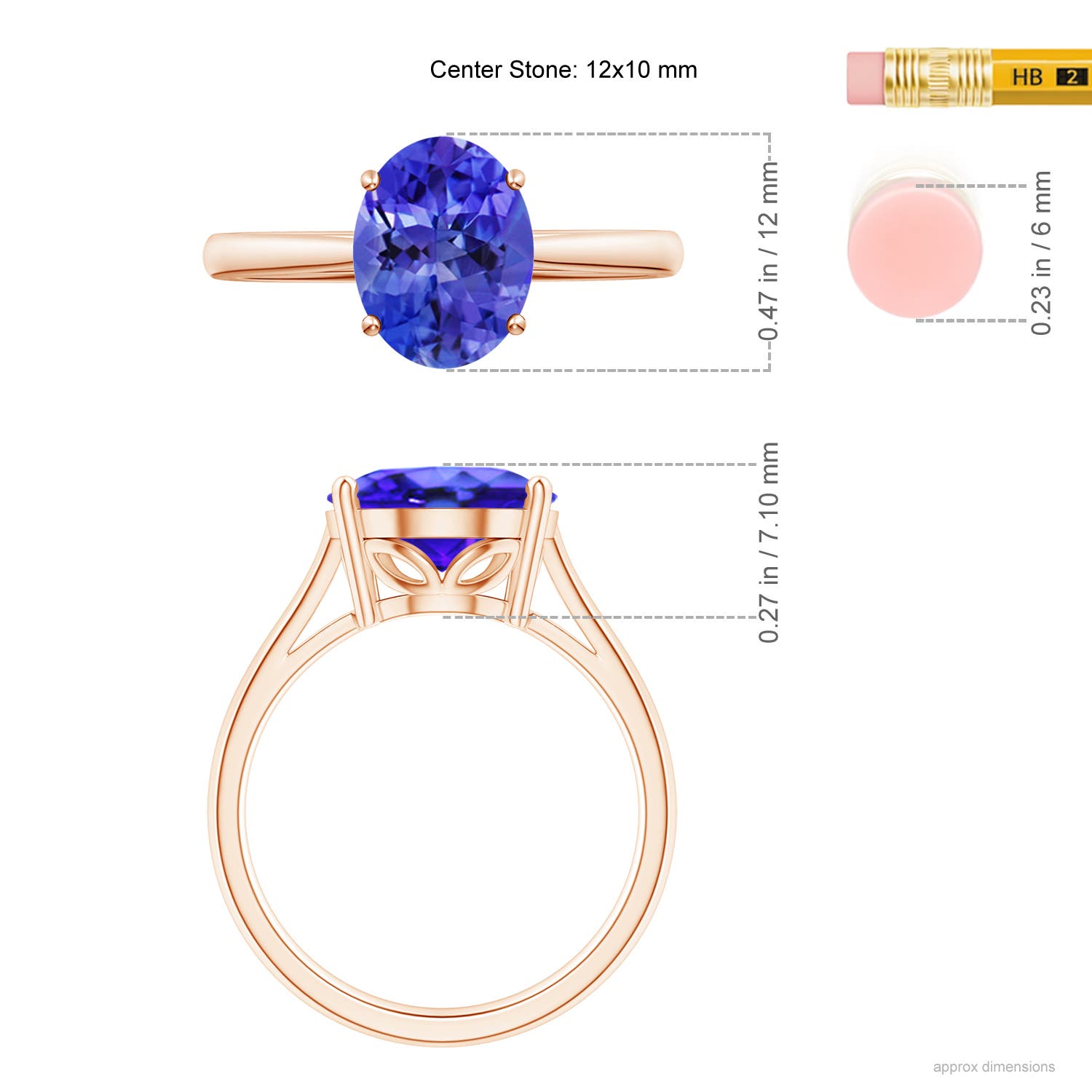 AAA - Tanzanite / 4.8 CT / 14 KT Rose Gold