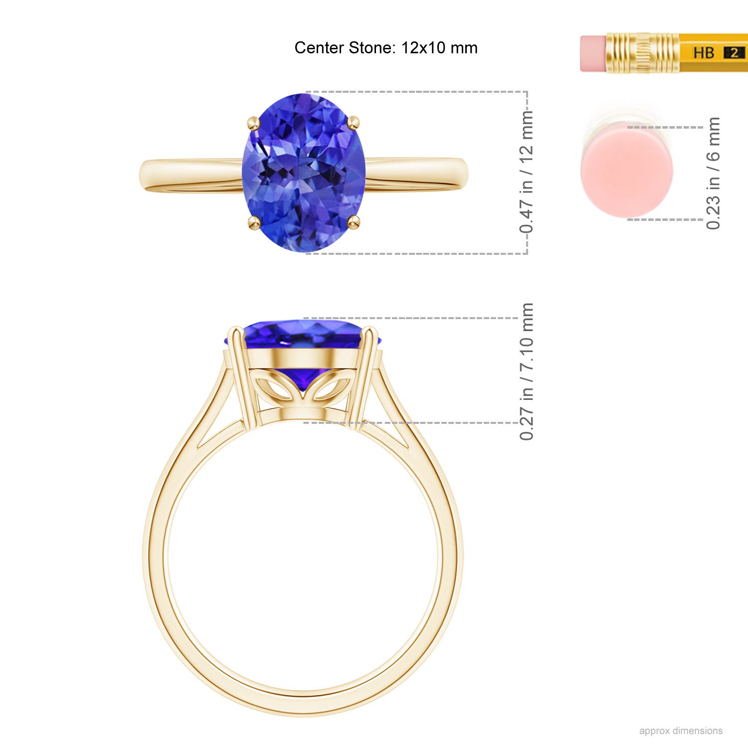 AAA - Tanzanite / 4.8 CT / 14 KT Yellow Gold