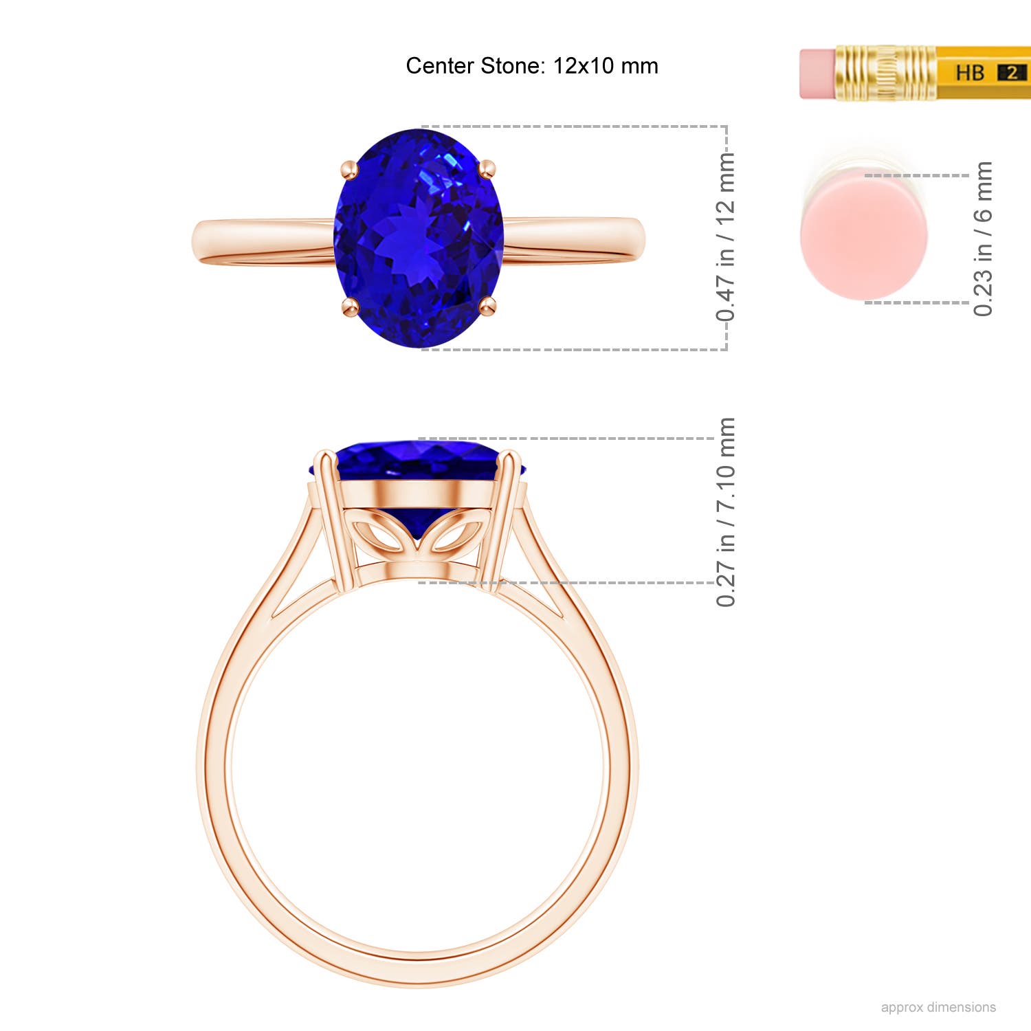 AAAA - Tanzanite / 4.8 CT / 14 KT Rose Gold