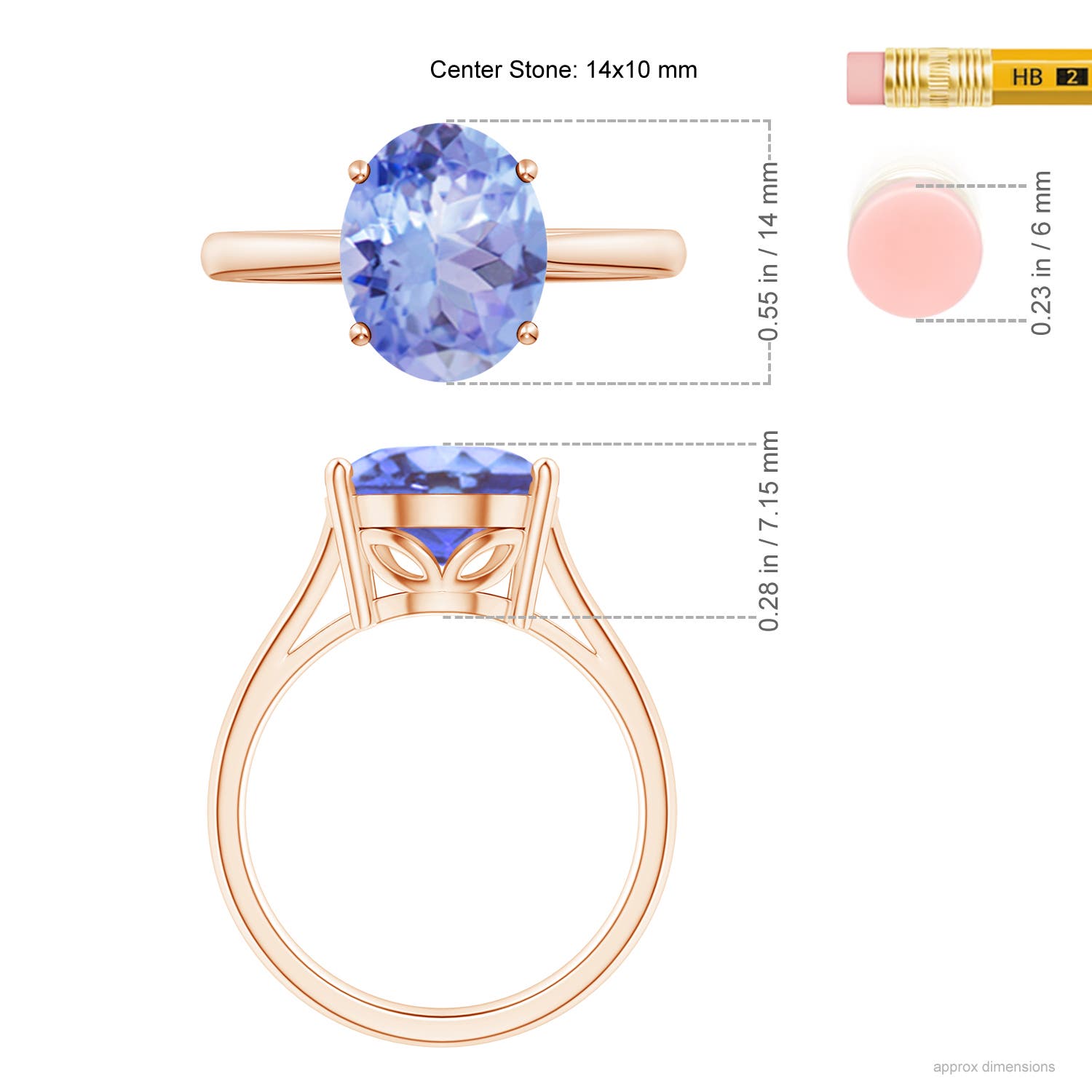 A - Tanzanite / 6 CT / 14 KT Rose Gold