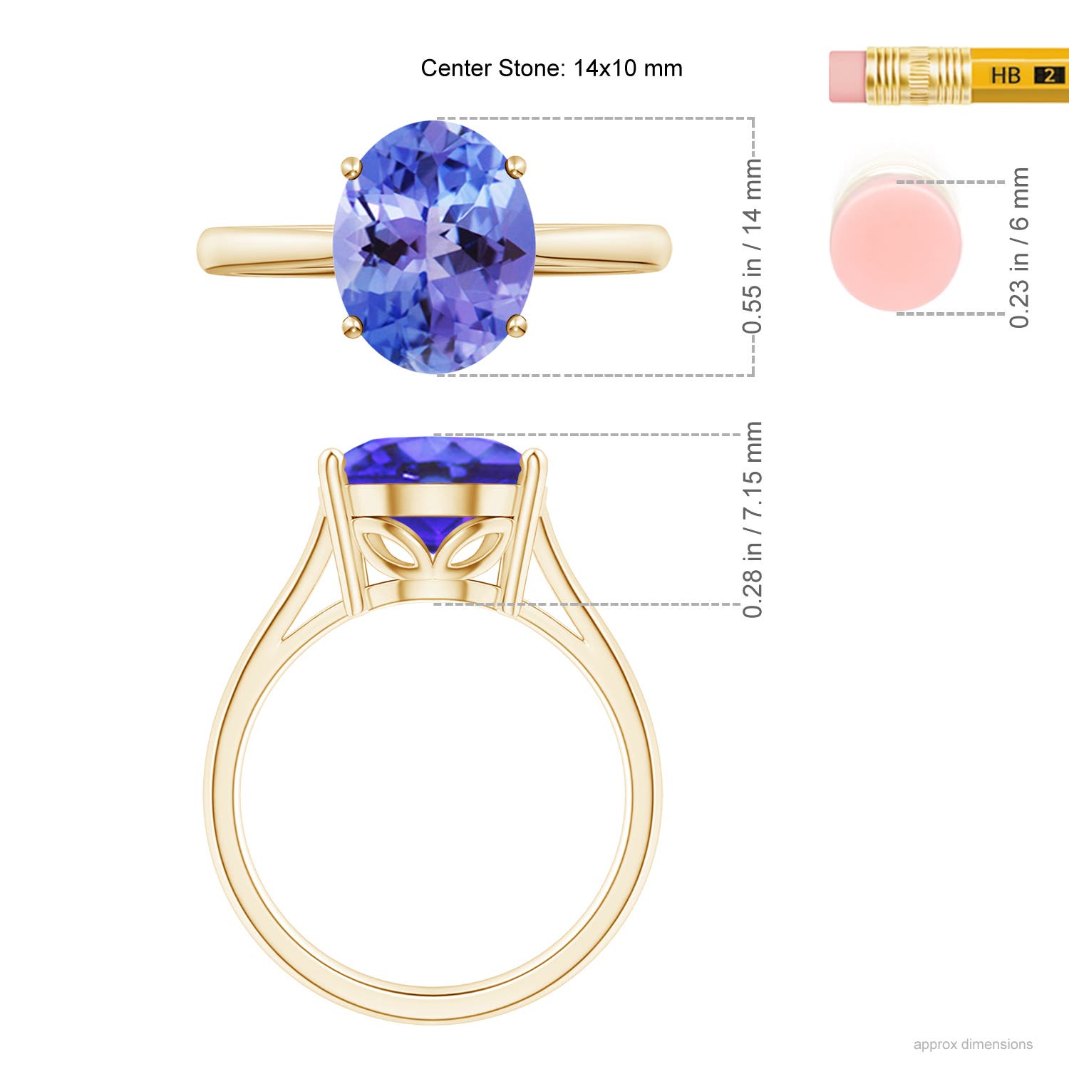 AA - Tanzanite / 6 CT / 14 KT Yellow Gold