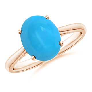10x8mm AAAA Oval Solitaire Turquoise Cocktail Ring in Rose Gold