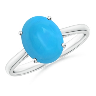 10x8mm AAAA Oval Solitaire Turquoise Cocktail Ring in White Gold