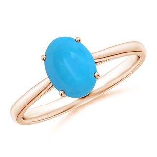 8x6mm AAAA Oval Solitaire Turquoise Cocktail Ring in Rose Gold