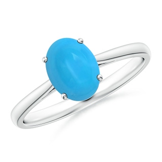 8x6mm AAAA Oval Solitaire Turquoise Cocktail Ring in White Gold