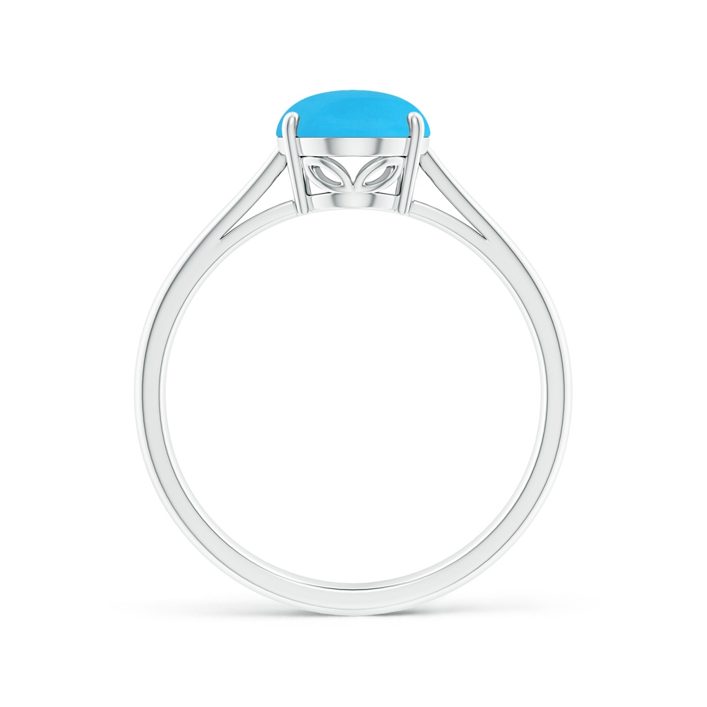 9x7mm AAA Oval Solitaire Turquoise Cocktail Ring in White Gold Side-1