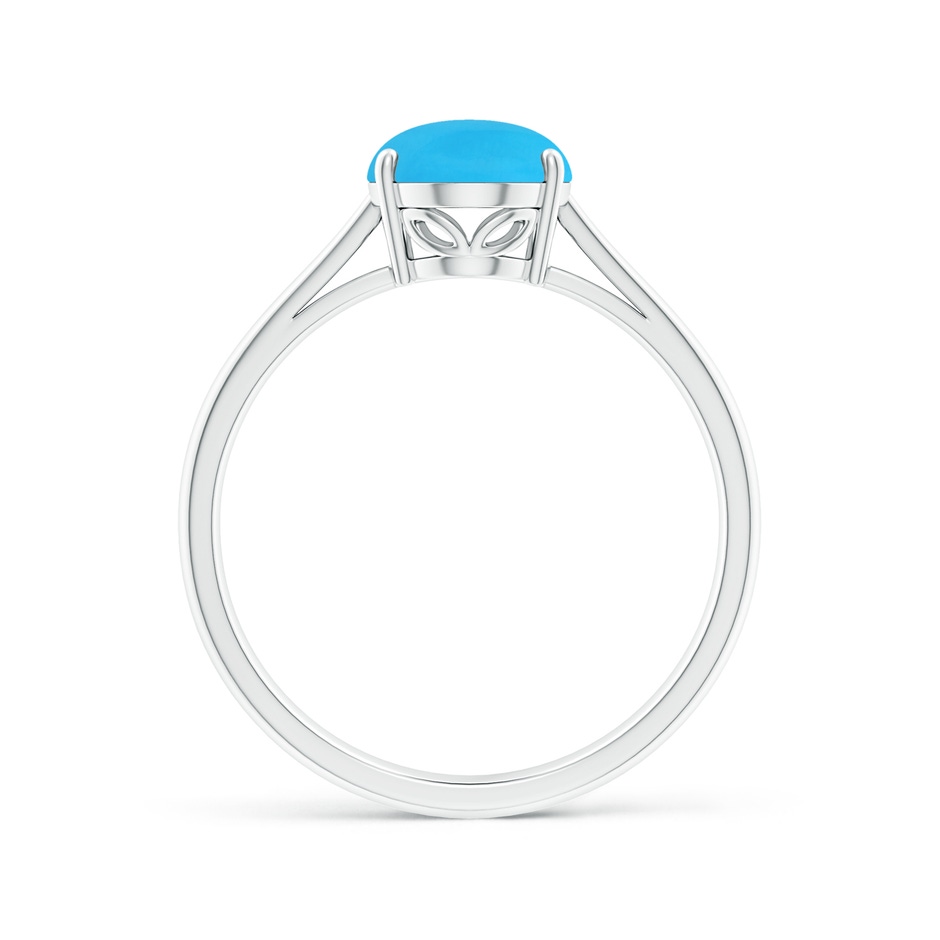 9x7mm AAA Oval Solitaire Turquoise Cocktail Ring in White Gold side-1