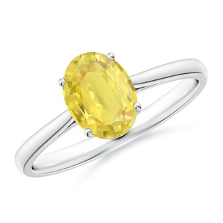 8x6mm A Oval Solitaire Yellow Sapphire Cocktail Ring in P950 Platinum