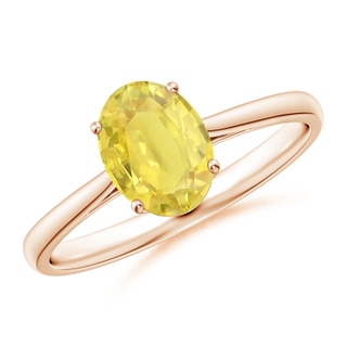 8x6mm A Oval Solitaire Yellow Sapphire Cocktail Ring in Rose Gold