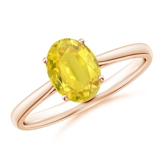 8x6mm AA Oval Solitaire Yellow Sapphire Cocktail Ring in Rose Gold