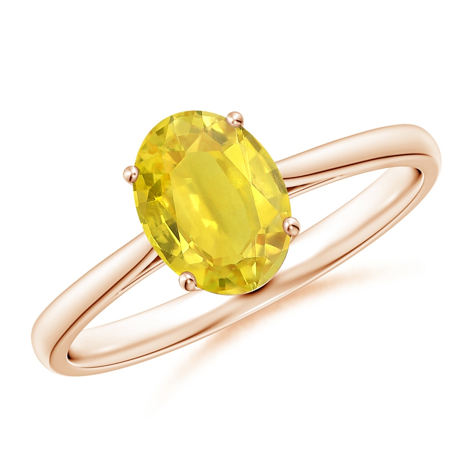 8x6mm AA Oval Solitaire Yellow Sapphire Cocktail Ring in Rose Gold 