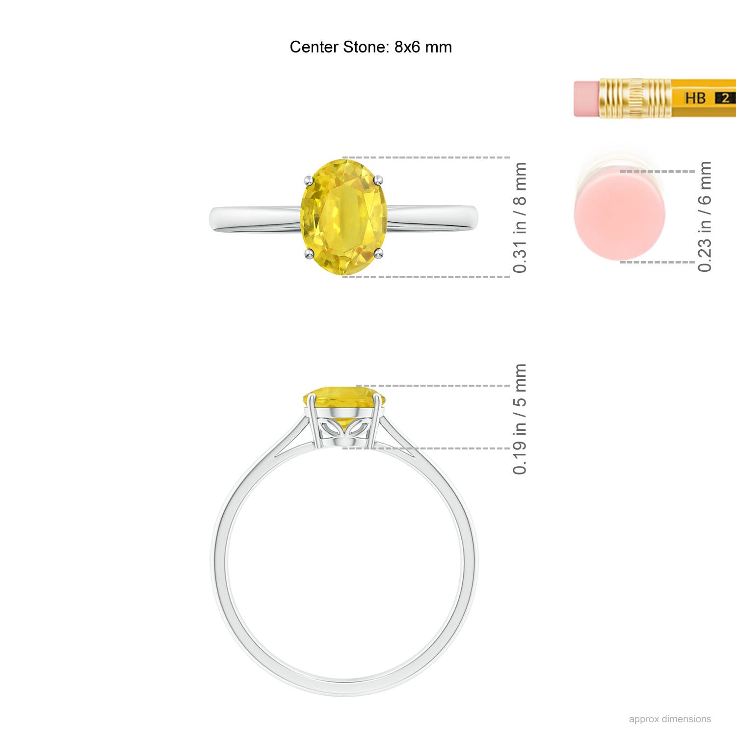 AA - Yellow Sapphire / 1.5 CT / 14 KT White Gold