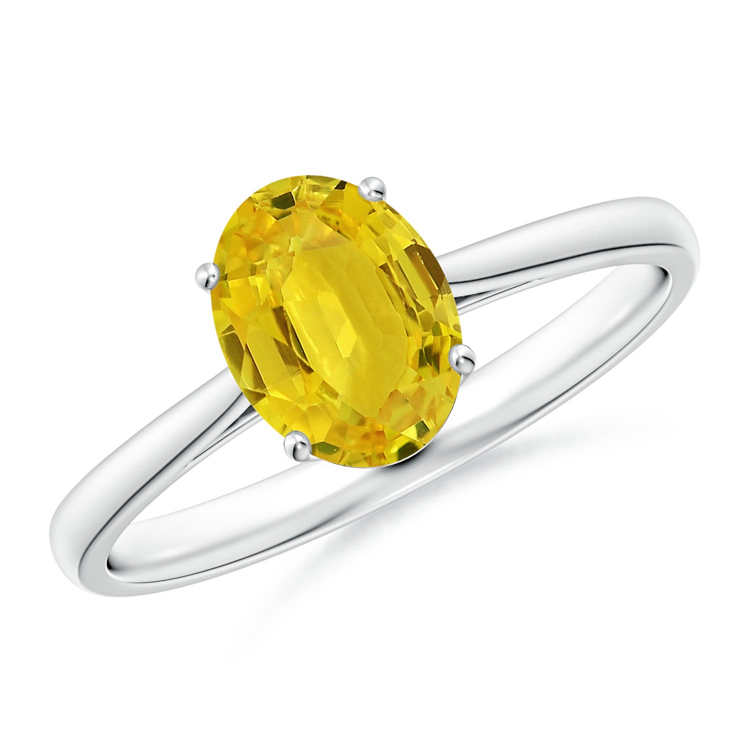 8x6mm AAA Oval Solitaire Yellow Sapphire Cocktail Ring in P950 Platinum