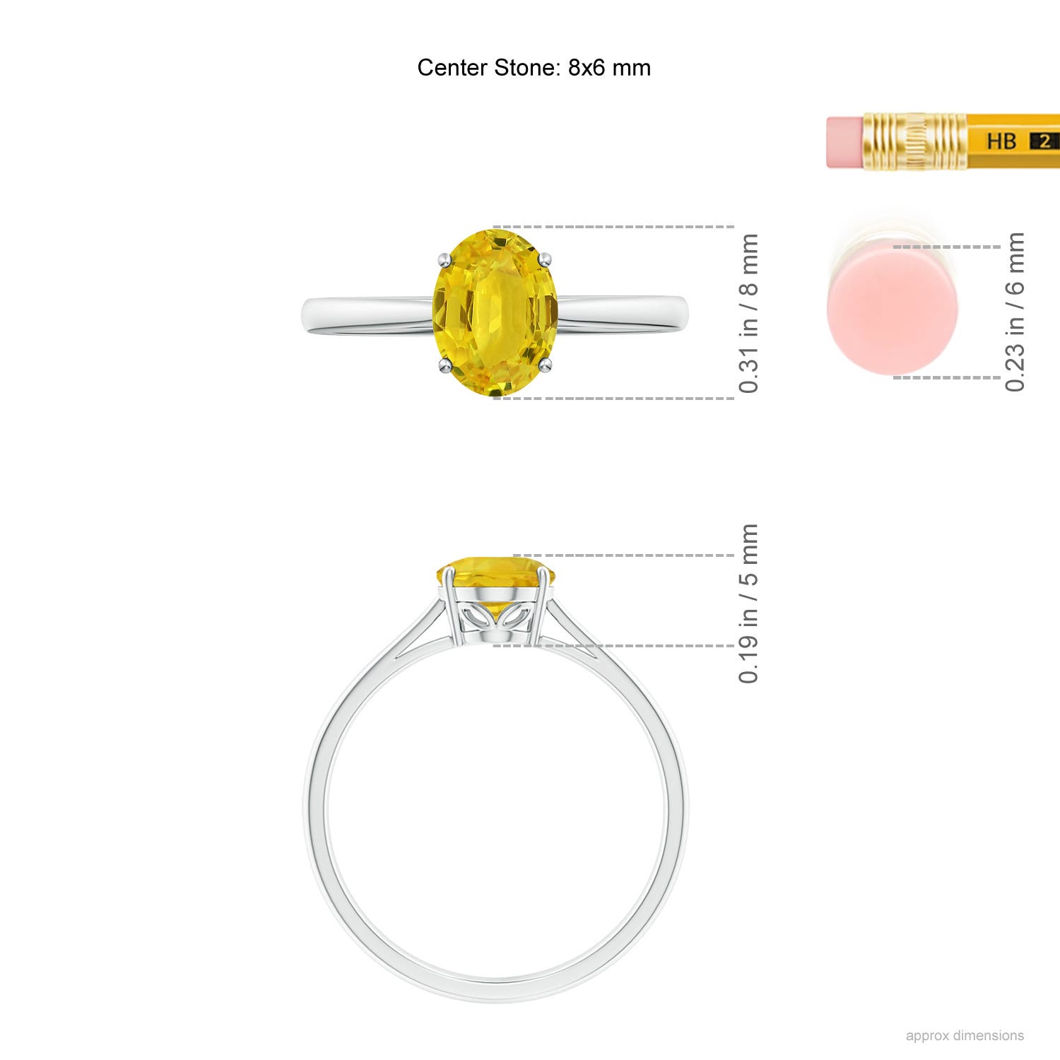 AAA - Yellow Sapphire / 1.5 CT / 14 KT White Gold