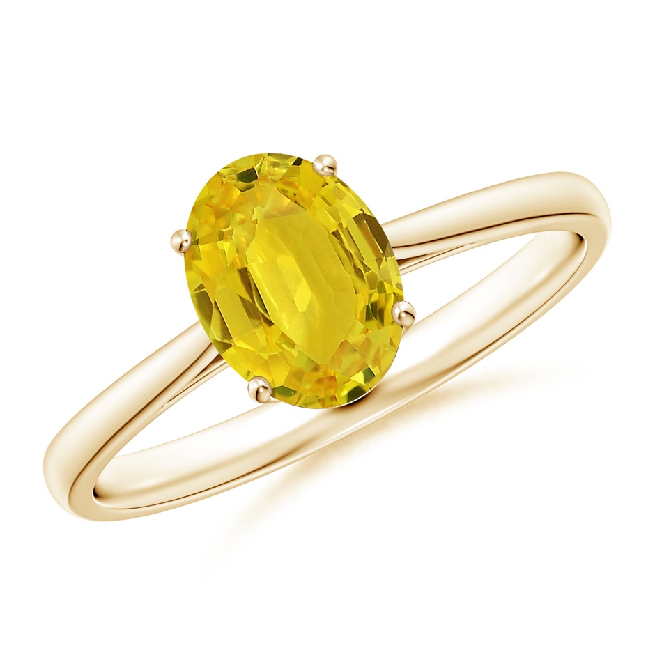 8x6mm AAA Oval Solitaire Yellow Sapphire Cocktail Ring in Yellow Gold 