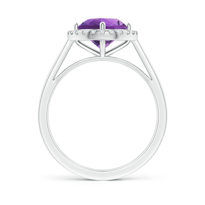 8mm AAA Floating Round Amethyst Ring with Diamond Halo in White Gold Side-1
