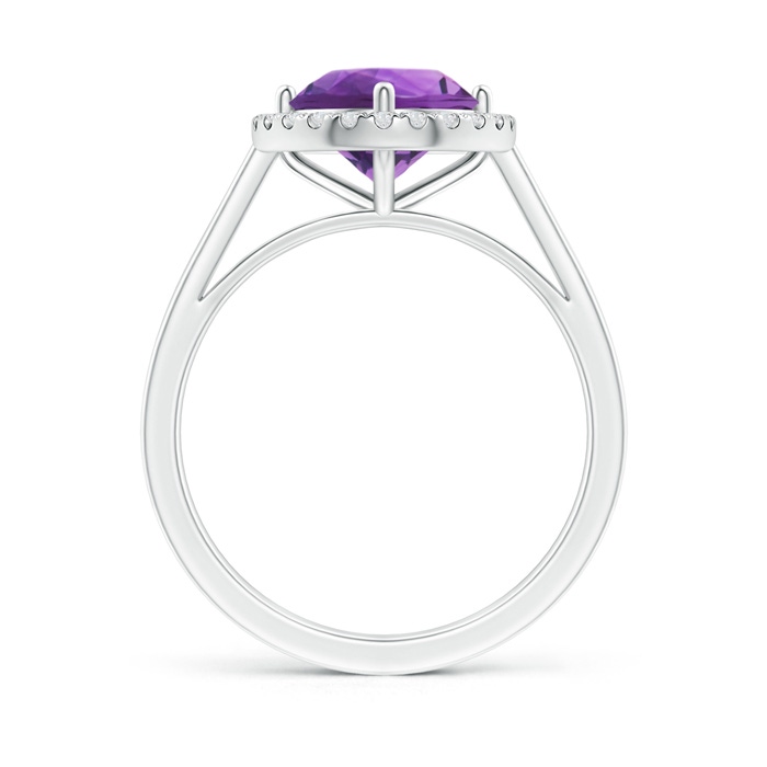 8mm AAA Floating Round Amethyst Ring with Diamond Halo in White Gold side-1